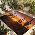 thumbnail image 1 of Western Cactus Sunset Outdoor Rug for Patio/Deck/Porch, Non-Slip Large Area Rug 6 x 9 Ft, Modern Abstract Art Retro Indoor Outdoor Rugs Washable Area Rugs, Reversible Camping Rug Carpet Runner, 1 of 8