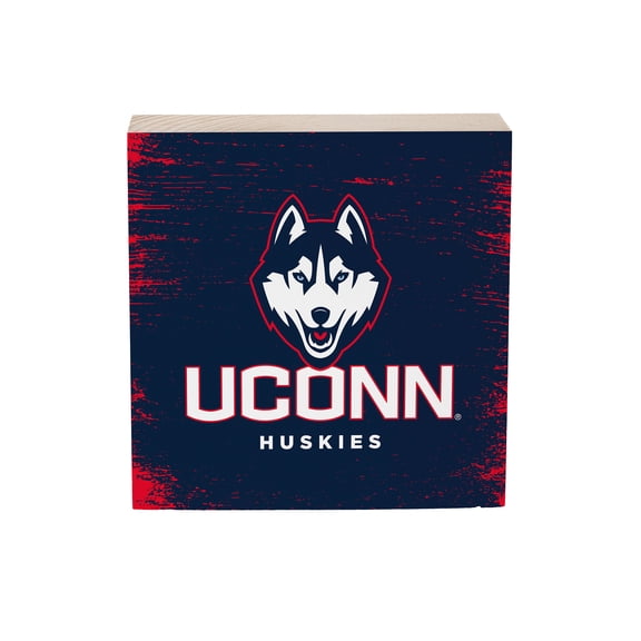 UConn Huskies 6" Square Fan Chant Wood Block Shelf Sign