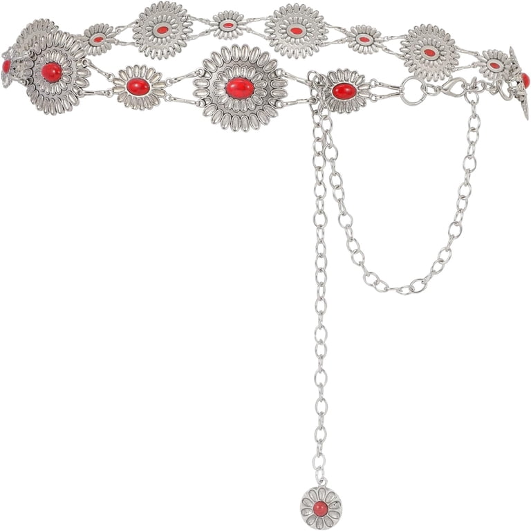 Western Chain Belt for Women Concho Silver Link Chain Belts  display picture 1