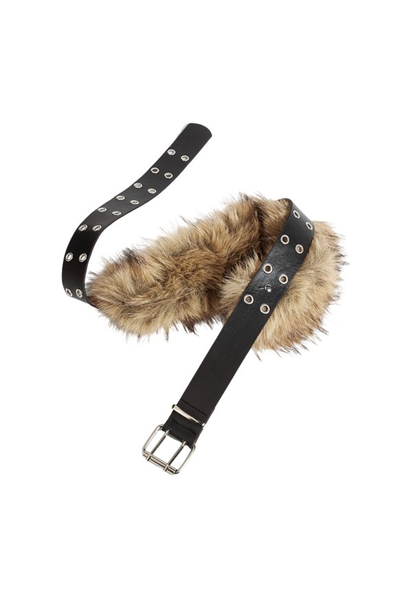Western Charm Waistband Punk Rivets PU Leather Plush Belt for Women Lady