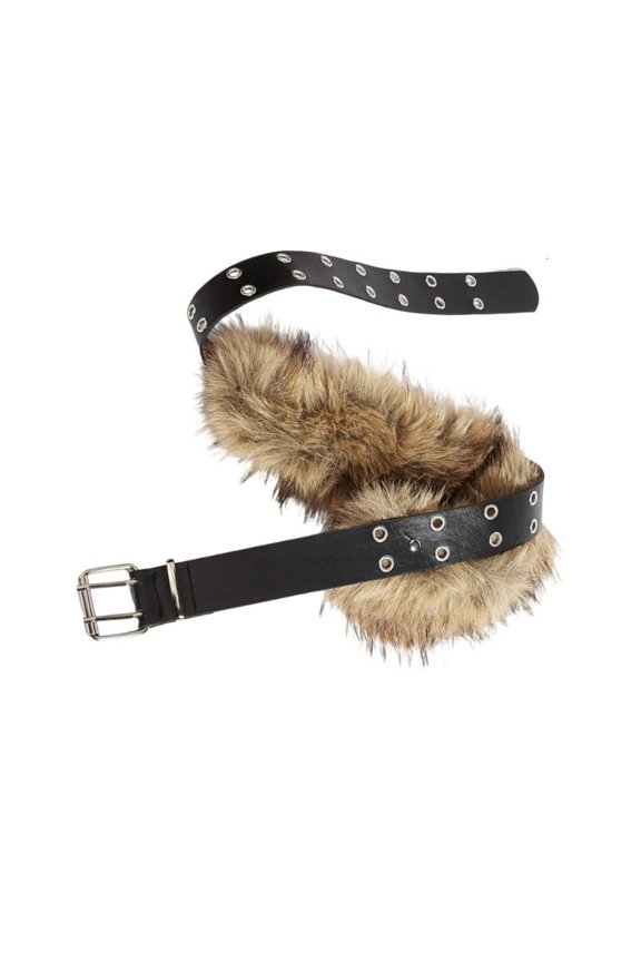 Western Charm Waistband Punk Rivets PU Plush Belt for Women Lady