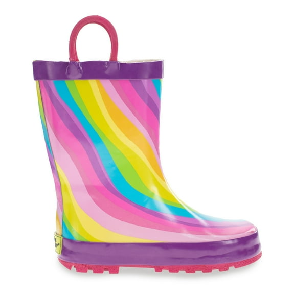Western Chief Toddler and Little Kids Waterproof Rainbow Rain Boots with Soft Lining Removable EVA Insole and Pull On Loops, 11/12