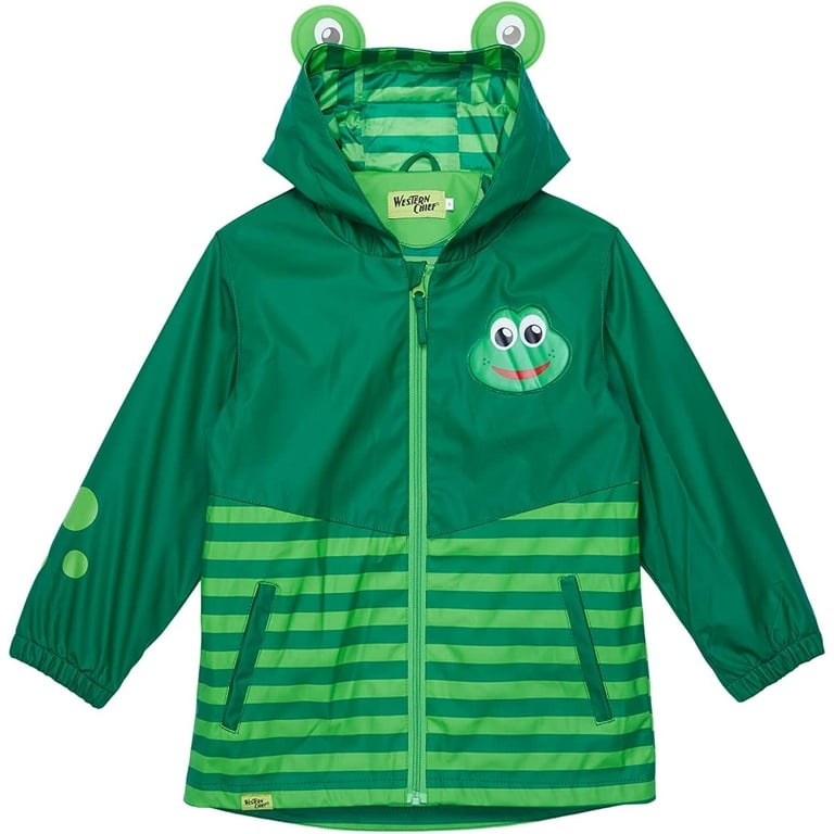 HOODED GREEN RAINCOAT IN POLYURETHANE, CHILD HOODED GREEN RAINCOAT IN POLYURETHANE, CHILD