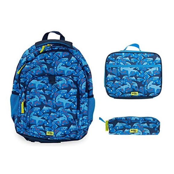 Western Chief Kid's Shark Backpack Bundle with Lunch Box and Pencil Pouch