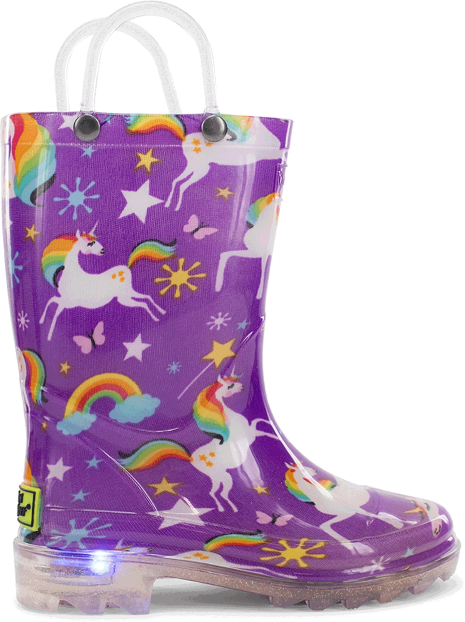 Kids Rainbow Unicorn Lighted Rain Boot - Purple