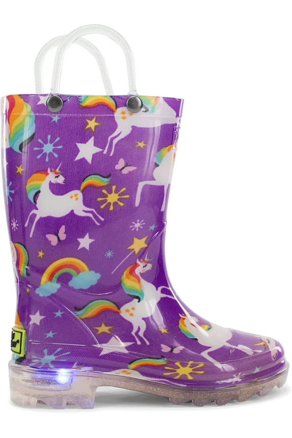 Kids Rainbow Unicorn Lighted Rain Boot - Purple