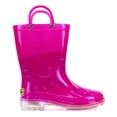 thumbnail image 1 of Western Chief Toddler and Little Kids Lighted Solid Rain Boots Hot Pink Waterproof PVC with Removable Insole and Pull On Handles, 7/8, 1 of 7