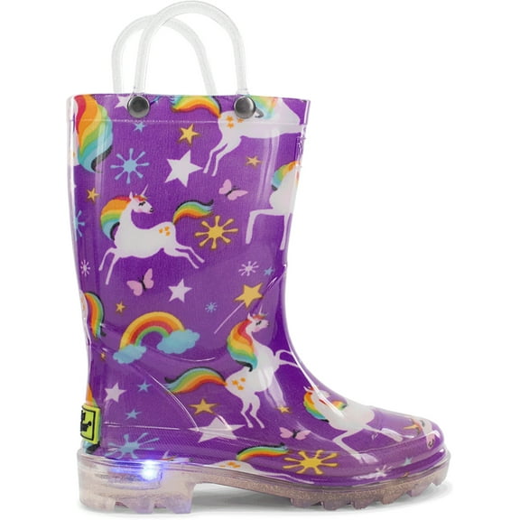 Kids Rainbow Unicorn Lighted Rain Boot - Purple