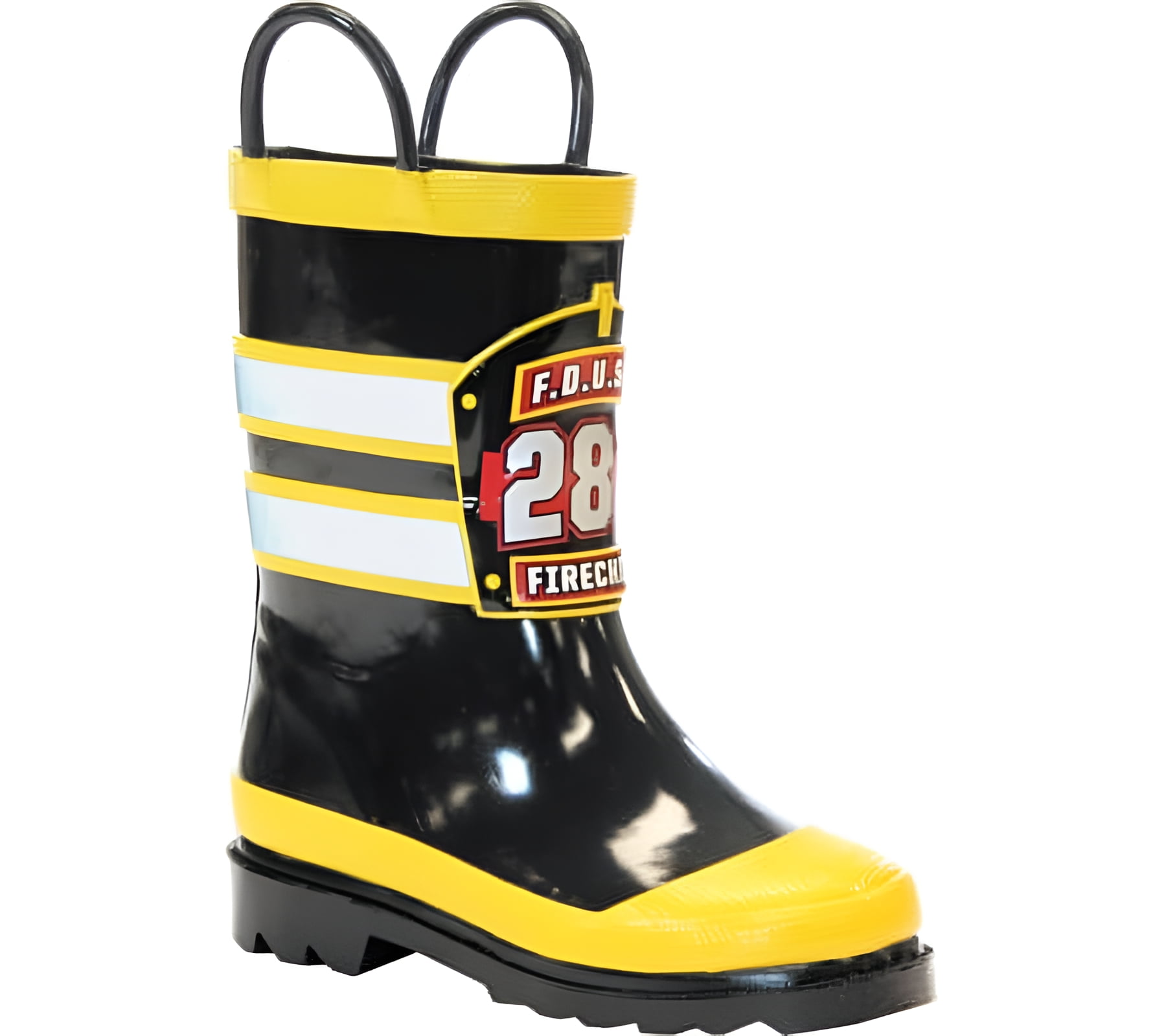 Western Chief Unisex Kids Rain Boots Waterproof Firechief Pull-On, Black, Sizes 4