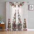 thumbnail image 1 of Western Christmas Sheer Curtains 63 Inches Length 2 Panels Set, Window Sheer Curtains for Living Room/Bedroom, Xmas Cowboy Tree Vintage Wooden Light Filtering Rod Pocket Curtain 52'' x 63'' x 2, 1 of 7