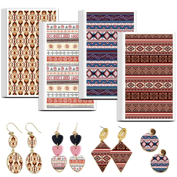 Western Clay Transfer Paper 4 Design 24Pcs Transfer Paper for Polymer Abstract Line Polymer Clay Transfers Sheets Geometrical Small Transfer