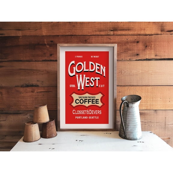 Western Coffee Label Kitchen Wall Art, Unframed Paper Print Size 8x12
