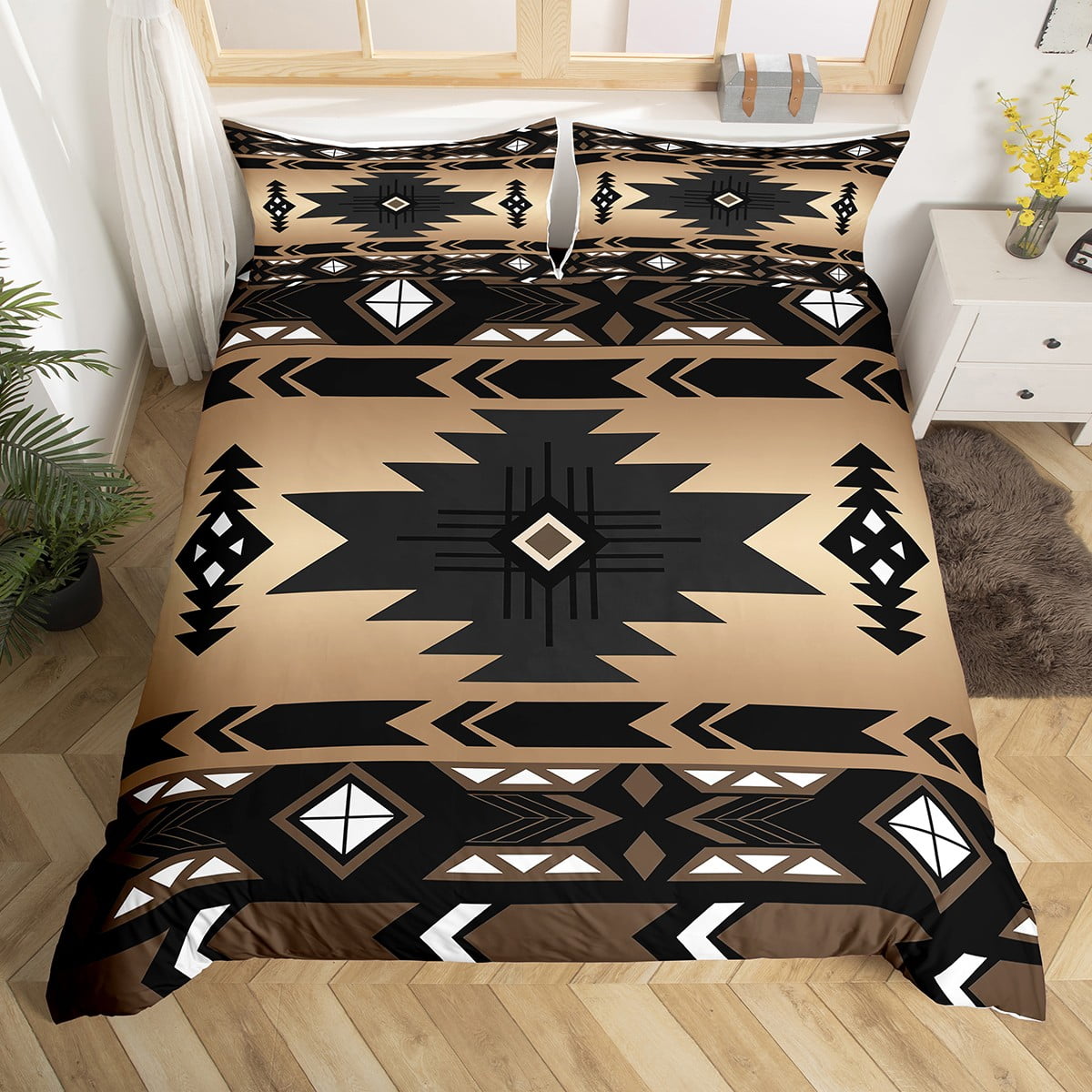 Western Comforter Cover Vintage Geometry Triangle Diamond Duvet Cover