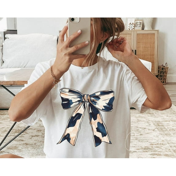 Western Coquette Bow T-Shirt, Cowgirl Rodeo Bow Design, Country Style Bow Tee