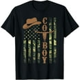 thumbnail image 1 of Western Country Camouflage US Flag Rodeo Retro Cowboy Men T-Shirt TShirt, 1 of 4