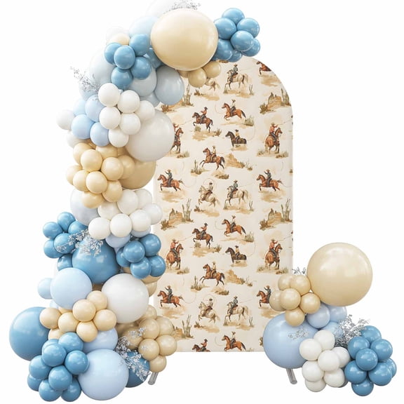 Western Country Cowboy Horse Desert Vintage Art Arch Backdrop Cover 5 ft 2 Sided Wedding Arch Covers Stretchy Backdrop Round Top for Birthday, Party, Baby Shower Decorations