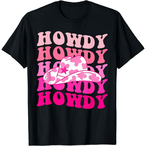 Western Country Cowgirl Hat Women Girls Groovy Howdy T-Shirt
