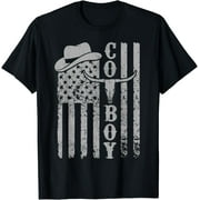 Western Country Men Teen Boy Kid Rodeo Southern Retro Cowboy T-Shirt Black Small