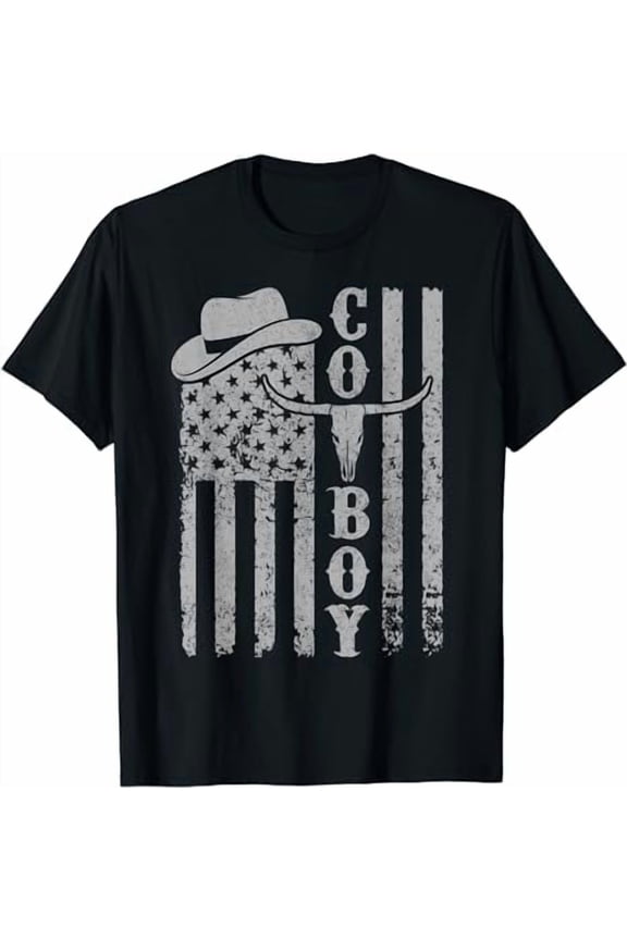 Western Country Men Teen Boy Kid Rodeo Southern Retro Cowboy T-Shirt