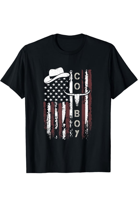 Western Country Men Teen Boy Kid Rodeo Southern Retro Cowboy T-Shirt