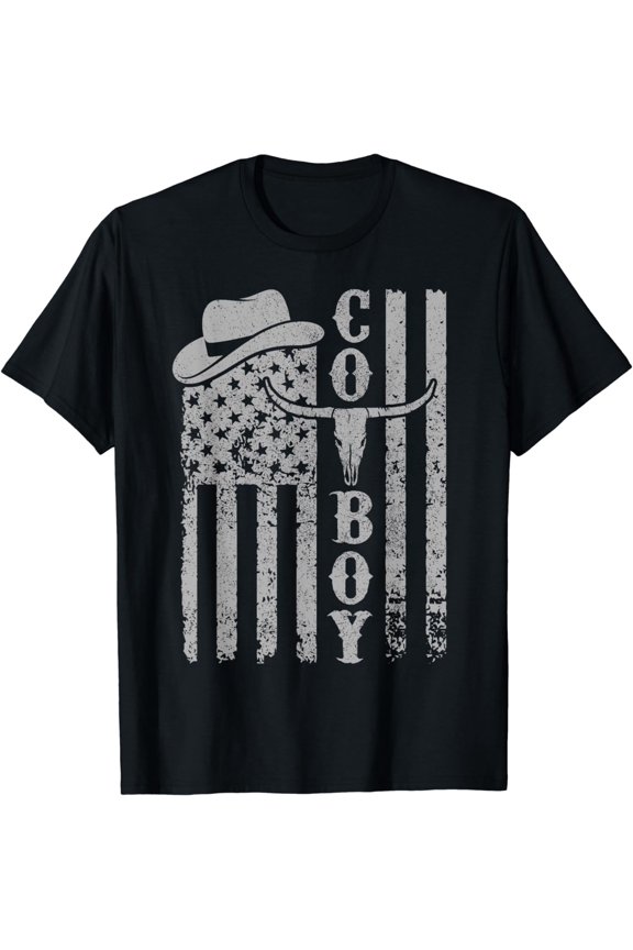 Western Country Men Teen Boy Kid Rodeo Southern Retro Cowboy T-Shirt