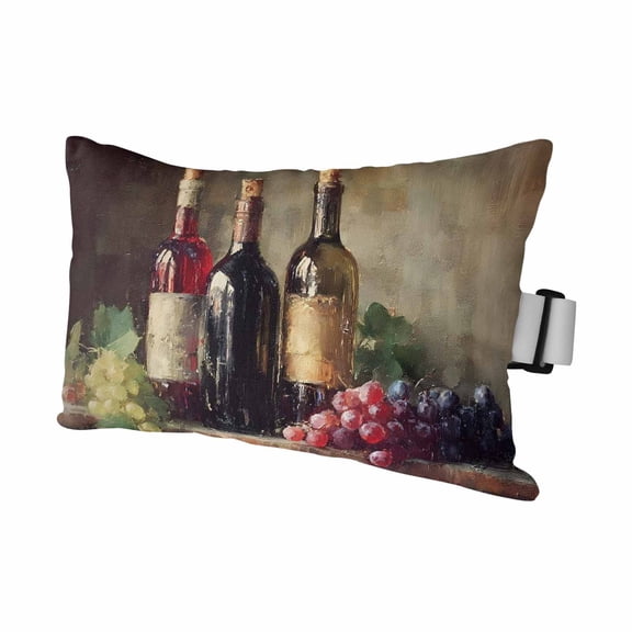 Western Country Outdoor Pillows for Chaise Lounge Chair Waterproof Lumbar Pillows with Insert&Adjustable Elastic Strap Beach Headrest Pillow Abstract Oil Painting Wines Fruits Pool Pillow 11"x16"