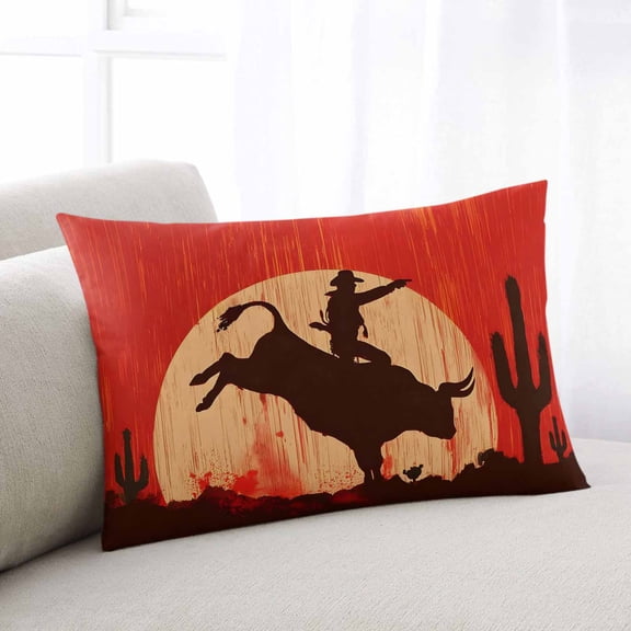 Western Cow Boy Throw Pillow Covers, Vintage Country Desert Cactus Soft Breathable Pillow Cases with Invisible Zipper for Sleeping, Queen Size Pillowcases for Couch Bed Sofa Chair 20x30 Inches