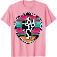 thumbnail image 1 of Western Cow Cactus Leopard Cheetha Serape Turquoise Unisex T-Shirt for Men Women Kids Toddler,Light Pink Color,Size YXL, 1 of 5