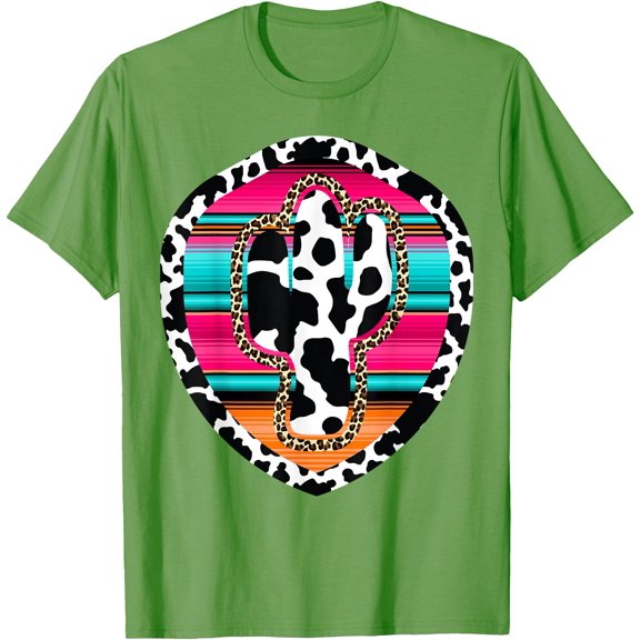 Western Cow Cactus Leopard Cheetha Serape Turquoise Unisex T-Shirt for Men Women Kids Toddler