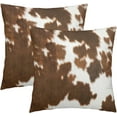 thumbnail image 1 of Western Cow Print Pillow Covers 16x16 Inch Brown Cowhide Decorative Throw Pillows Set of 2 Animal Skin Farmhouse Pillowcases Cotton Cushion Covers for Home Couch Bed Sofa Decor, 1 of 6