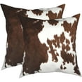 thumbnail image 1 of Western Cow Print Pillow Covers 2 Pcs Brown Cowhide Faux Fur Throw Pillow Cover 20x20 Inch Rustic Decorative Soft Farm Animal Skin Pillow Case for Home Couch Bed Sofa Decor, 1 of 6