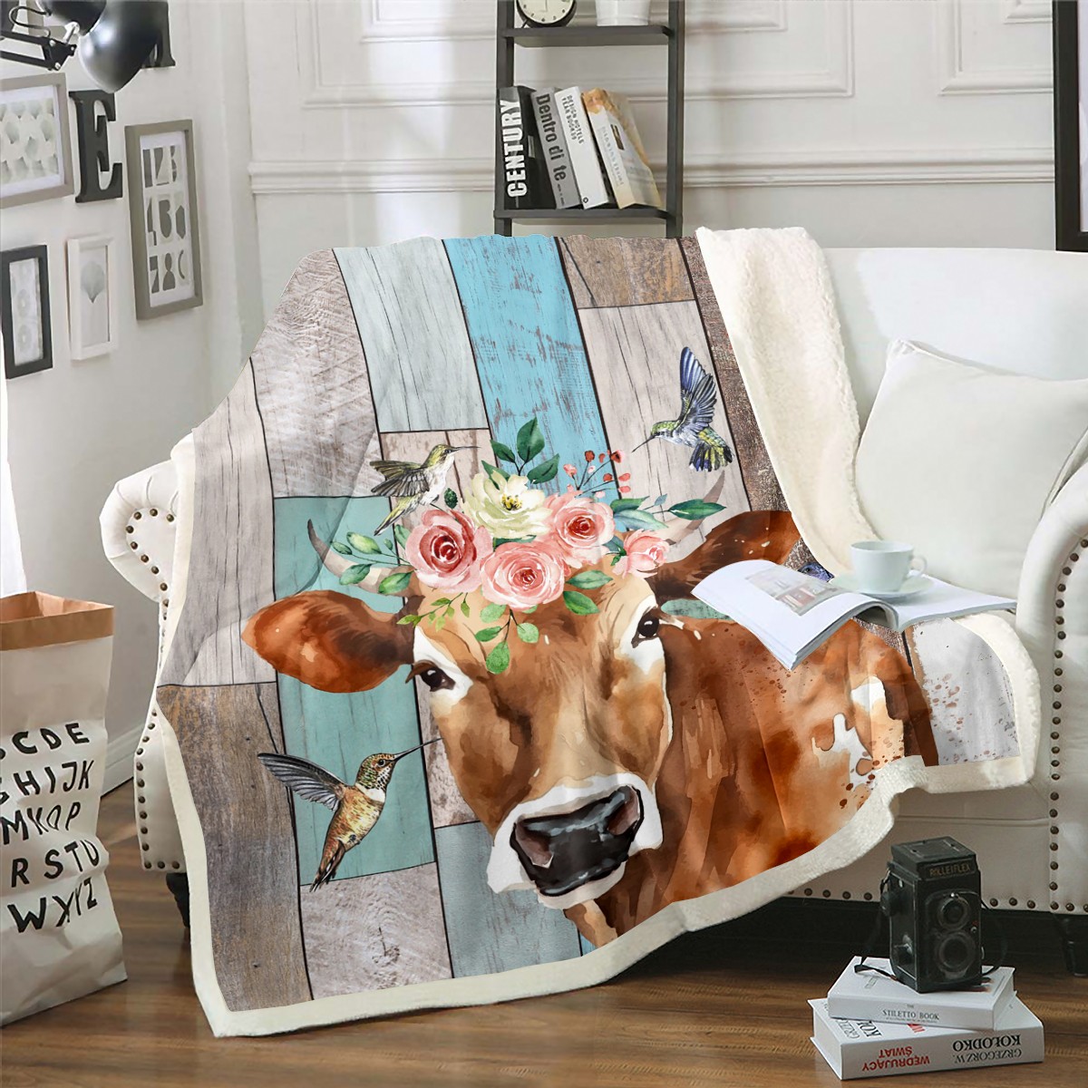 Western Cow Print Throw Blanket for Cowboy Farmhouse Country Decor