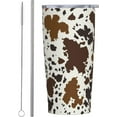 thumbnail image 1 of Western Cow Print Tumbler with Lid and Straw, 20 Oz Stainless Steel Insulated Brown Cow Water Bottle Cup Coffee Mug, 1 of 7