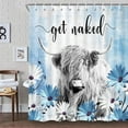 thumbnail image 1 of Western Cow Shower Curtain, Blue Daisy Floral Flowers and Butterfly on Country Wooden Shower Curtain for Bathroom, Funny Farmhouse Grey Highland Cow Bathroom Accessories, 1 of 6