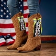 thumbnail image 1 of Western CowTeen Boot Bows Set of 2 Nylon Tassel Decorations with Lace Pearl Accents for Country Music Festival Wedding Party Outfit Accessories, 1 of 6