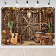 Western Cowboy 7X5FT Backdrop Western Party Decorations Wild West Vintage Wooden House Barn Door Photography Background Cowboy Theme Party Decorations Banner Photo Booth