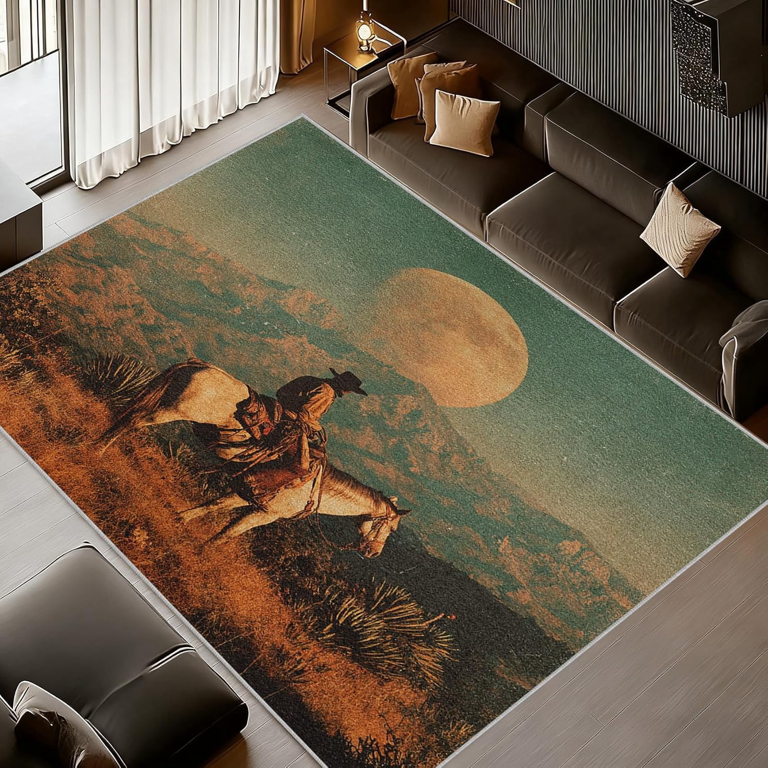 Small Western Rugs Western Cowboy Area Rugs, Southwestern Desert Landscape Carpet ...