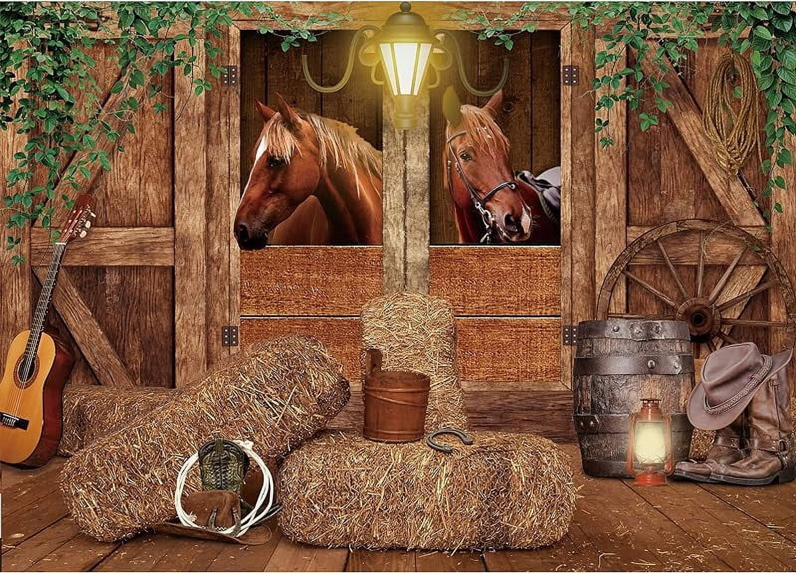 Western Cowboy Party Backdrop - 7x5 Ft Rustic Barn Photography Background For Kids Birthday Banner And Photo Booth Decorations | Buy Now With Express International Delivery
