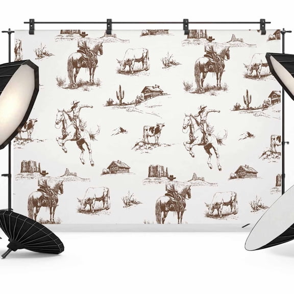 Western Cowboy Backdrop for Photography, Retro Brown Desert Ethnic Horse Photo Backdrop Portrait Background Party Banner Photo Backgrounds for Studio Booth Props, 7x5ft