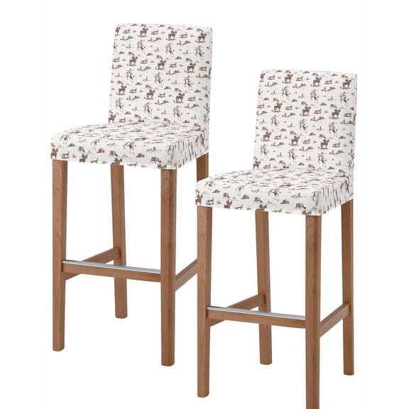 Western Cowboy Bar Stool Covers Set of 2, Retro Desert Cactus Country Cowboy Brown Stretch Washable Bar Chair Covers with Backs, Removable Pub Counter Height Chair Cover for Kitchen Dining Room Cafe