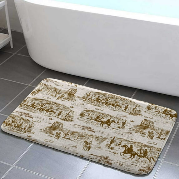 Western Cowboy Bathroom Mat, Western Farmhouse bath Rugs non slip West Desert Country Bath Mats for Kitchen Bedroom Indoor decor 17x29in