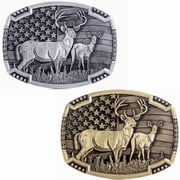 Western Cowboy Belt Buckle - Patriotic American Flag Deerhide Belt,Punk Belt Buckle,Men's and Women's Western Belt Buckle