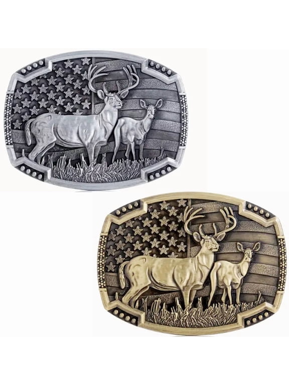 Western Cowboy Belt Buckle - Patriotic American Flag Deerhide Belt,Punk Belt Buckle,Men's and Women's Western Belt Buckle