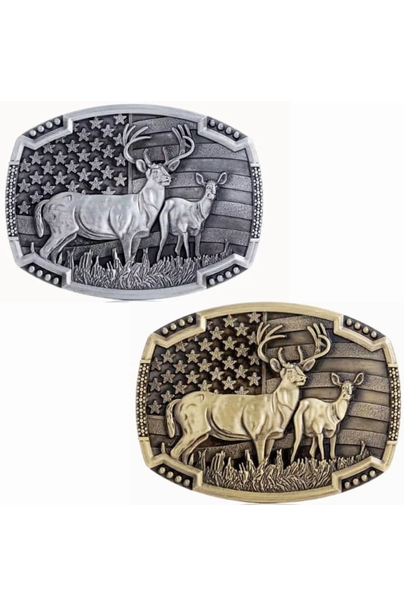 Western Cowboy Belt Buckle - Patriotic American Flag Deerhide Belt,Punk Belt Buckle,Men's and Women's Western Belt Buckle