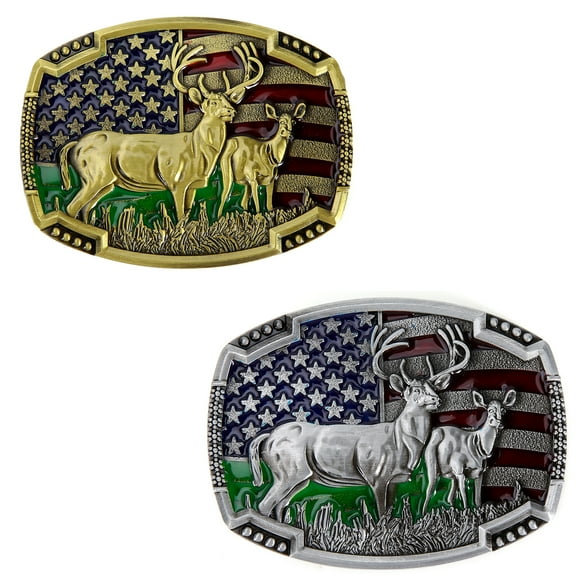 Western Cowboy Belt Buckle - Patriotic American Flag Deerhide Belt,Punk Belt Buckle,Men's and Women's Western Belt Buckle