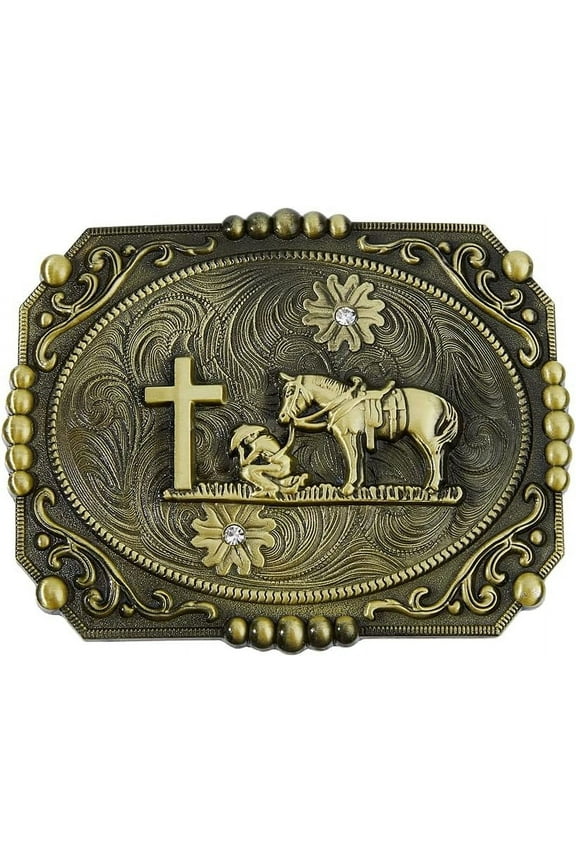 Western Cowboy Belt Buckle for Men Horse Cross Belt Buckle Vintage Alloy Belt Buckle Cowgirl Belt Buckles for Women