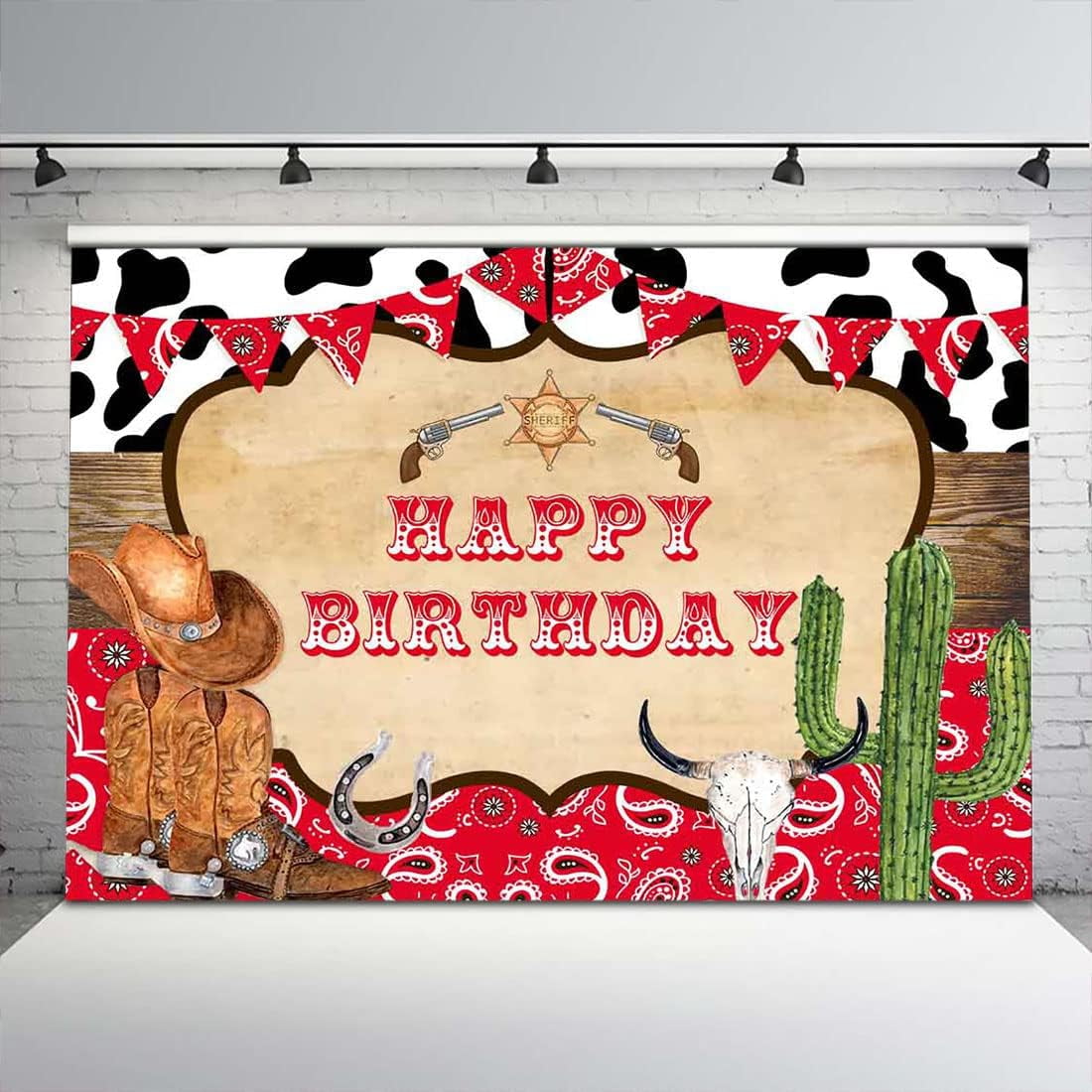 Western Cowboy Birthday Backdrop Cowboy Happy Birthday Background ...