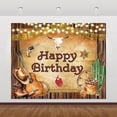 thumbnail image 1 of Western Cowboy Birthday Banner Backdrop Wild West Rodeo Decor Cowboy Happy Birthday Party Decorations Rustic Western Party Photography Background, 1 of 4