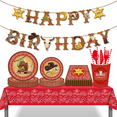 thumbnail image 1 of Western Cowboy Birthday Party Supplies,Wild West Cowboy Birthday Party Tableware Set Serves 16 Guests Including Paper Plates Napkins Tablecovers Cups Straws Cutlery, 1 of 6