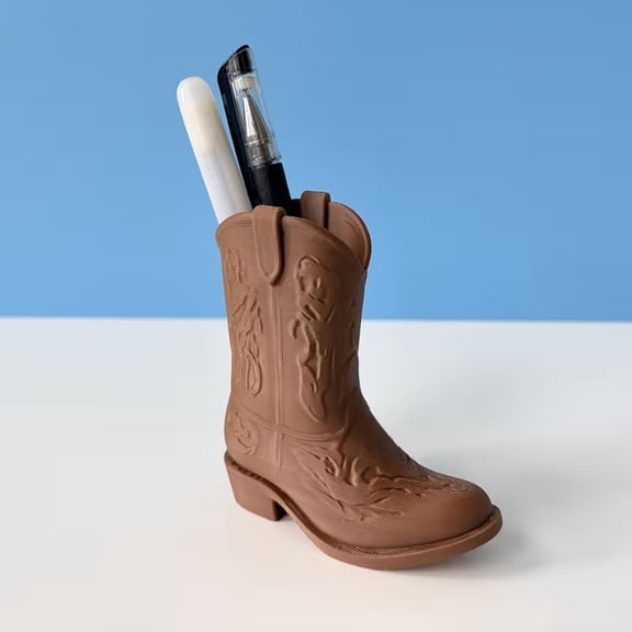 Western Cowboy Boot Pencil Holder - Rustic Desk Organizer for Home Office Decor, Unique Western Gift